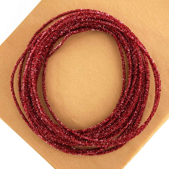 Mini Metallic Wired Tinsel Cord in Rose Pink ~ 1/8" wide ~ 10 meter length